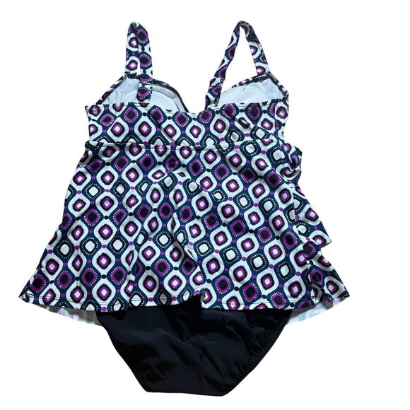 Swim Solutions Tummy Control Fauxkini One-Piece Swimsuit Women's Size 8 NWT! - Picture 6 of 7